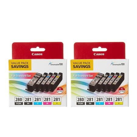2 Pack PGI-280/CLI-281 5 Color Ink Pack for Select PIXMA TR, TS Series  Printers
