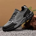 thumbnail image 2 of Men's Heavy-Duty Outdoor Work Boots-like Hiking Shoes  for,, Camping (Grey/Black) - Spring/Autumn/Fall Seasonal - Low-Top All-Terrain Traction, Durable  & Rubber Sole, Lace-Up Trekking Sneakers, 2 of 9