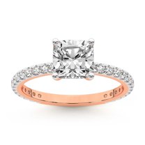 4 Carat IGI Certified Cushion Shape Lab Grown Diamond Engagement Ring | 14K Rose Gold |Emily Eternity Diamond Ring | FG-VS1-VS2 Quality Friendly Diamonds