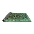 thumbnail image 2 of Ahgly Company Indoor Round Oriental Turquoise Blue Traditional Area Rugs, 5' Round, 2 of 4