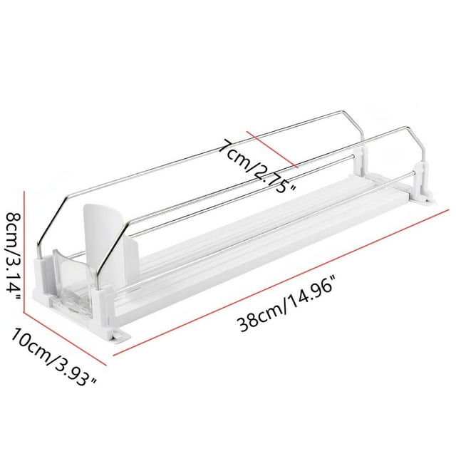 Refrigerator Beverage Organizer-121516 Inch Can & Bottle Pusher for Freezer Spring- Drink Shelf for,Beer,No-Tool Installation Plastic Construction (1 Set)