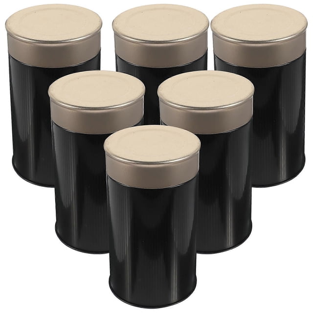 Seal Tea Canister Tin Black Metal Kitchen Home Decor Portable Food Storage 6Pcs