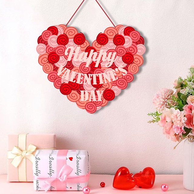 MAOWAPLG Adornos decorativos para el día de San Valentín Adornos colgantes en forma de corazón para interiores de San Valentín Adornos de pared para decoraciones de San Valentín