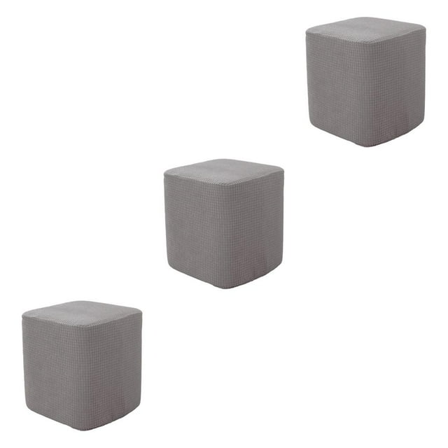 Justharion 1/2/3 Square Foot Rest Ottoman Covers Fashionable and Practical Footstool Slipcover Grey 3PCS