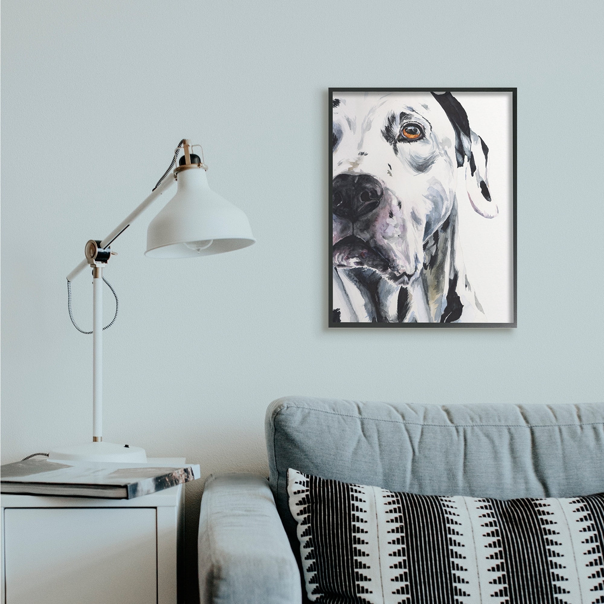 Stupell Industries Dalmatian Pet Dog Portrait Bold Spotted Dog Black Framed, 24 x 30, Design by George Dyachenko