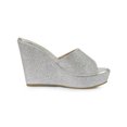 thumbnail image 3 of BLISSFUL STEP Women Glitter Platform Slip on Wedge Heels Sandals Silver 8.5, 3 of 7