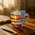 thumbnail image 4 of Taza de Vidrio 3D con Diseño de Libros Apilados de 11 oz Estilo Vitral para Amantes de la Lectura y Bibliotecarios, 4 of 5