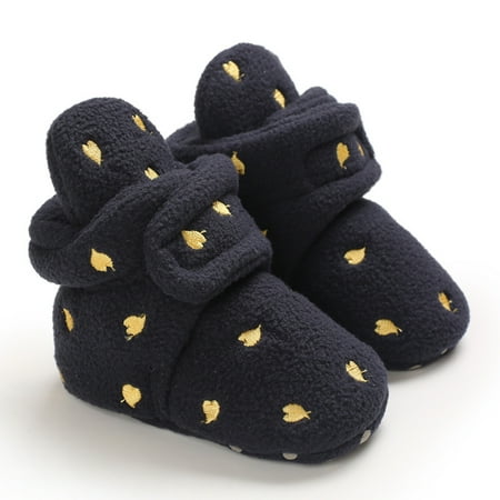 

Newborn Baby Plush Slippers With Velcro For Winter