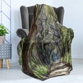 thumbnail image 4 of Nature Soft Flannel Fleece Blanket, Road in the Forest with Trees Botany South Carolina National Park Eco Picture, Cozy Plush for Indoor and Outdoor Use, 60" x 80", Fern Green Umber, by Ambesonne, 4 of 5
