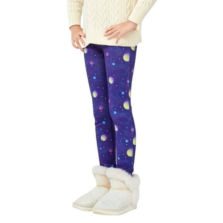 

Uccdo Toddler Girls Winter Warm Fleece Lined Leggings Teenage Little Girl Thicken Floral Tights Long Pants 3-13Y