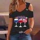 thumbnail image 2 of Tops de Hombro Frío para las Mujeres Día de la Independencia Impreso Fuera Del Hombro Blusa con Cuello en V, Fuera Del Hombro de las Mujeres, 2 of 4