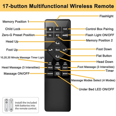 CHITOOMA Electric Adjustable Bed Frame Queen with Massage (4 Modes & 3 Intensities), Wireless Remote, Zero Gravity, 4 USB Ports, Under-Bed Nightlight, 3 Minutes Fast Assembly
