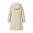 thumbnail image 3 of Girls Hooded Wool Blend Coat Mid-Length, Long Sleeve Single Breasted Fall Winter Peacoat Trench Jacket with Pockets, Beige 7-8 Years, 3 of 6