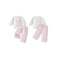 thumbnail image 2 of Cjfdfy Toddler Baby Girl Fall Outfit Pink Plaid Bow Embroidery Long Sleeve Tops Sweatshirt And Plaid Elastic Pants Cute Little Girl Fall Winter Outfit 6M-4Y, 2 of 9