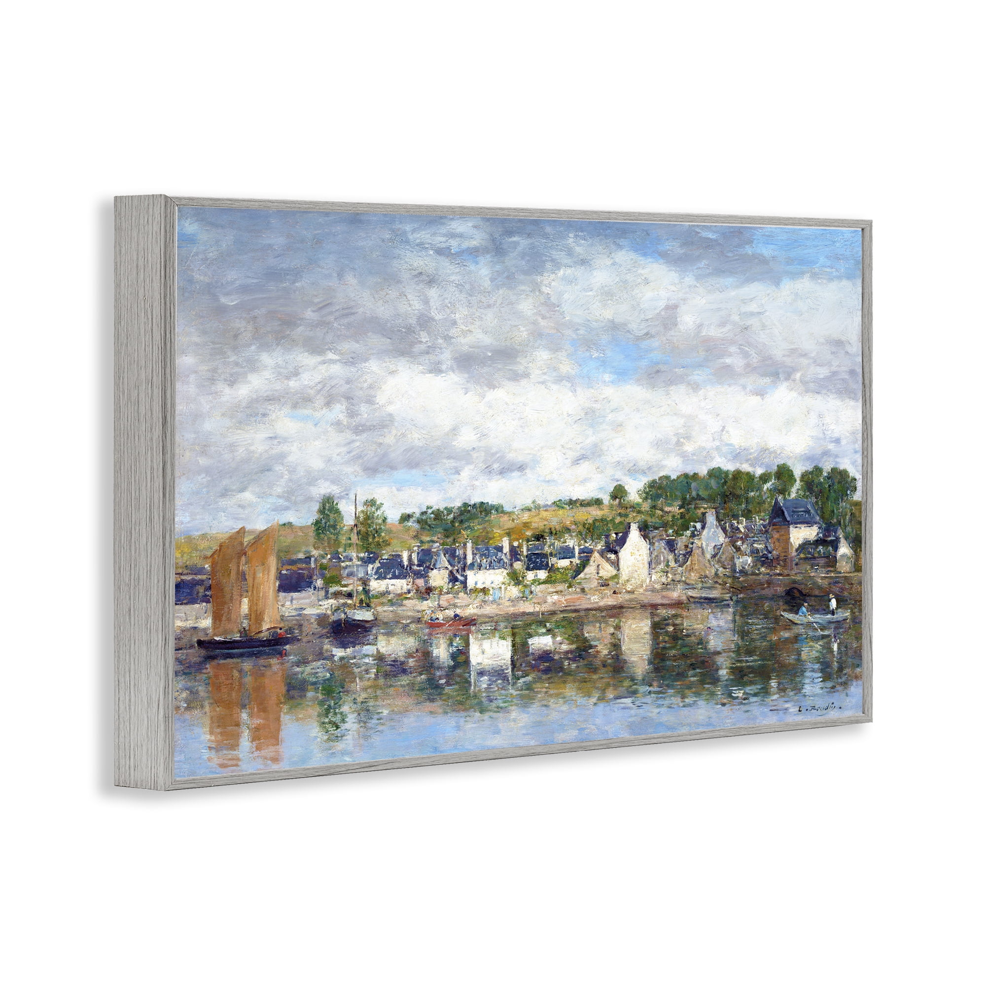 Stupell Industries Village By A River Gray Framed Giclee Art, design by Eugene Boudin