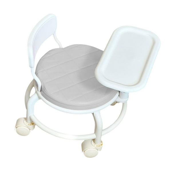 Silla infantil para comer con ruedas universales y respaldo con bandeja. Gris