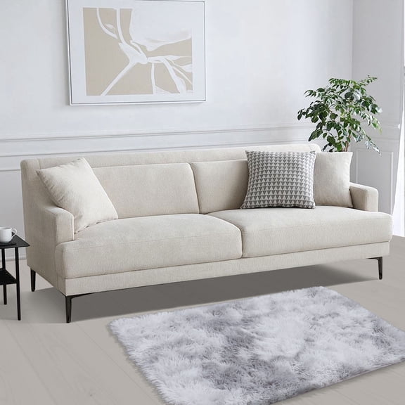 Soft Fluffy Shaggy Area Rug, 2'x3' Tie-Dyed Light Grey Anti-Slip Plush Fuzzy Carpet for Living Room Bedroom Nursery Home Decor