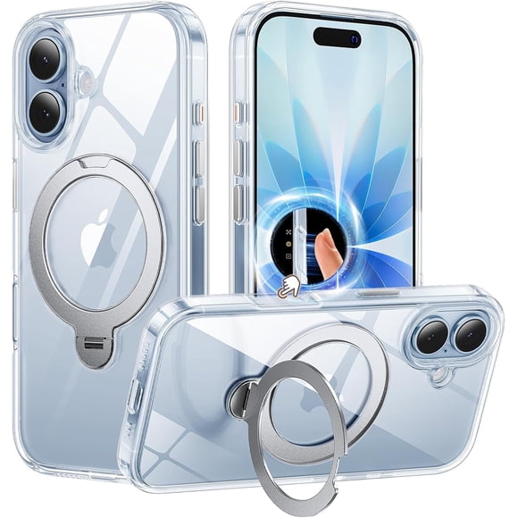 Funda de teléfono Gyizho con forma de anillo de 360° para iPhone 17, transparente