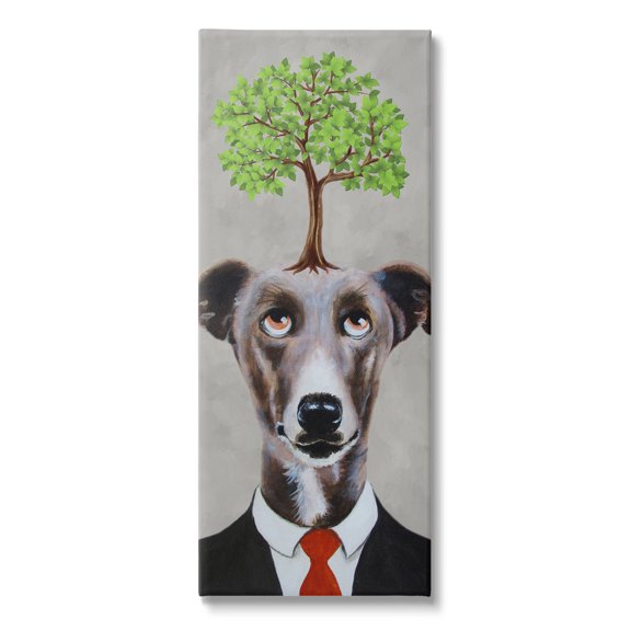 Stupell Industries Tree Growing Dog In Suit Animals & Insects Painting Gallery Wrapped Canvas Print Wall Art