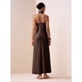 thumbnail image 2 of Women Volcanic Gray Elegant Halter Neck Satin Maxi Dress For Evening Party, 2 of 7