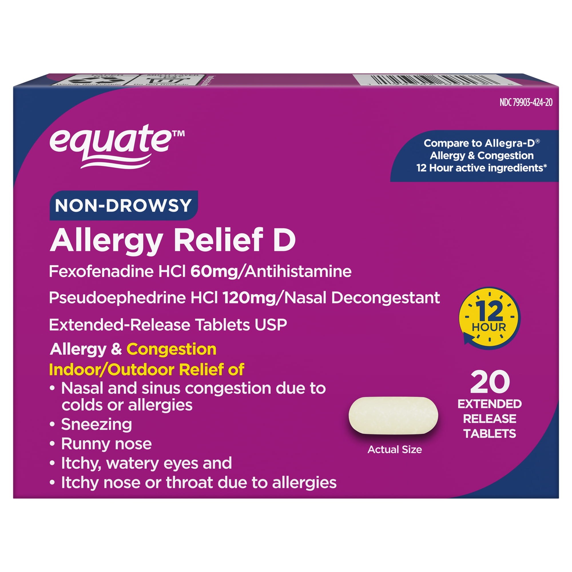 Equate Fexofenadine D 12hr Str Tab 20's