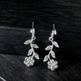thumbnail image 6 of Ayyufe Women Rhinestone Leaves Flower Necklace Stud Earrings Wedding Bridal Set, 6 of 7