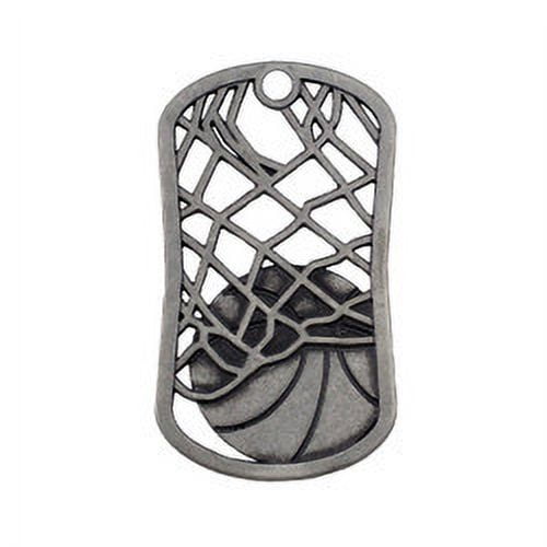 Basketball in Net Antique Finish Dog Tag Necklace-Phil 4:13 (4 Pack) by Shields of Strength