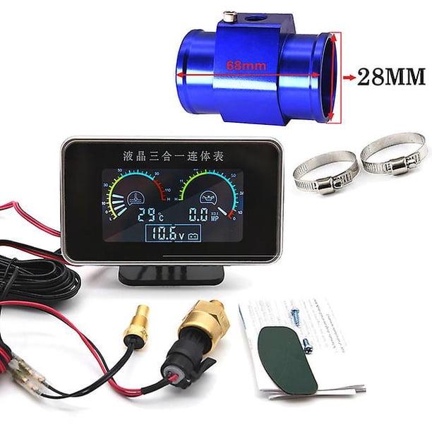/ Universal 3 In 1 Digital Truck Car Gauge Water Temp Gauge Oil Pressure Meter Voltmeter 10mm 1/8 Npt Oil Press Sensor 12v
