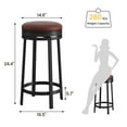 thumbnail image 3 of DSstyles 24'' Swivel Bar Stools with Footrest, Modern Counter Height Barstools with Pu Leather Upholstered and Metal Frame, Backless Round Bar Stools for Kitchen Island, Black/Brown, 3 of 7