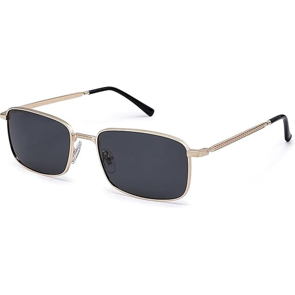 Retro Vintage Rectangle Polarized Sunglasses Mens Womens Classic UV400 Metal Sunnies SJ1215