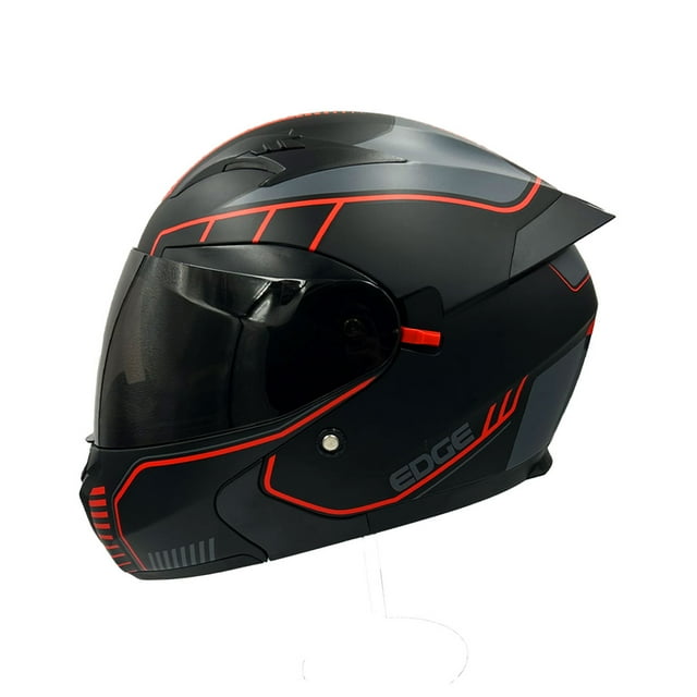 Casco Para Moto Edge Abatible Negro y Rojo Certificado M