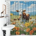 thumbnail image 4 of Farmhouse Highland Cow Funny Cattle And Flower Waterproof Polyester Quick-Drying Shower Curtain for Bathroom with 12 Hooks, 4 of 8