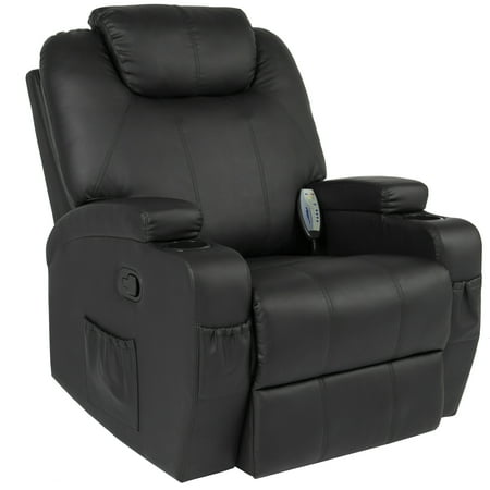 Best Choice Products Faux Leather Executive Swivel Electric Massage Recliner Chair with Remote Control, 5 Heat & Vibration Modes, 2 Cup Holders, 4 Pockets, (Best Recliner Chair For Sleeping)