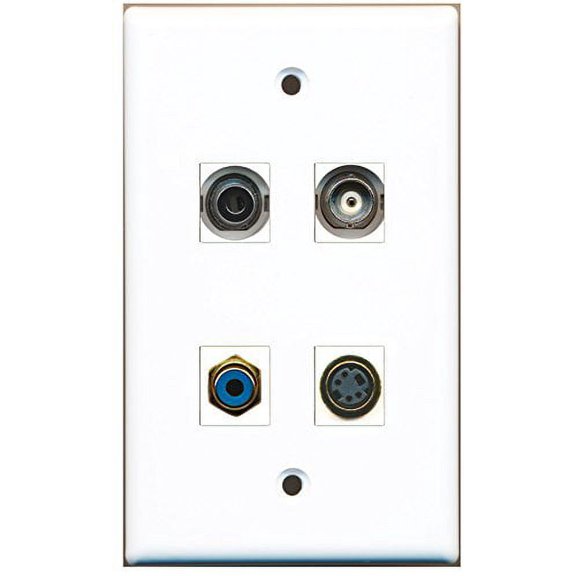RiteAV - 1 Port RCA Blue 1 Port S-Video 1 Port 3.5mm 1 Port BNC Wall Plate