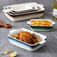 thumbnail image 3 of Gradient Color Rectangular Ceramic Baking Pan Double Handles Household Tableware Roasting Baked Rice, 3 of 8