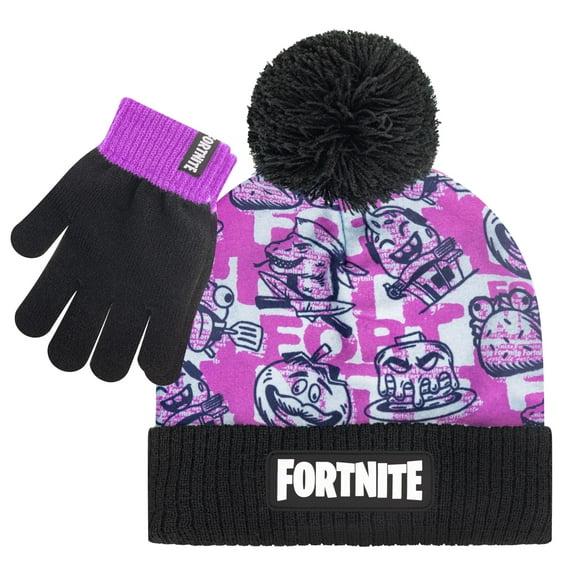 FORTNITE Boys Winter Beanie Hat and Snow Gloves for Boys 2 Piece Set