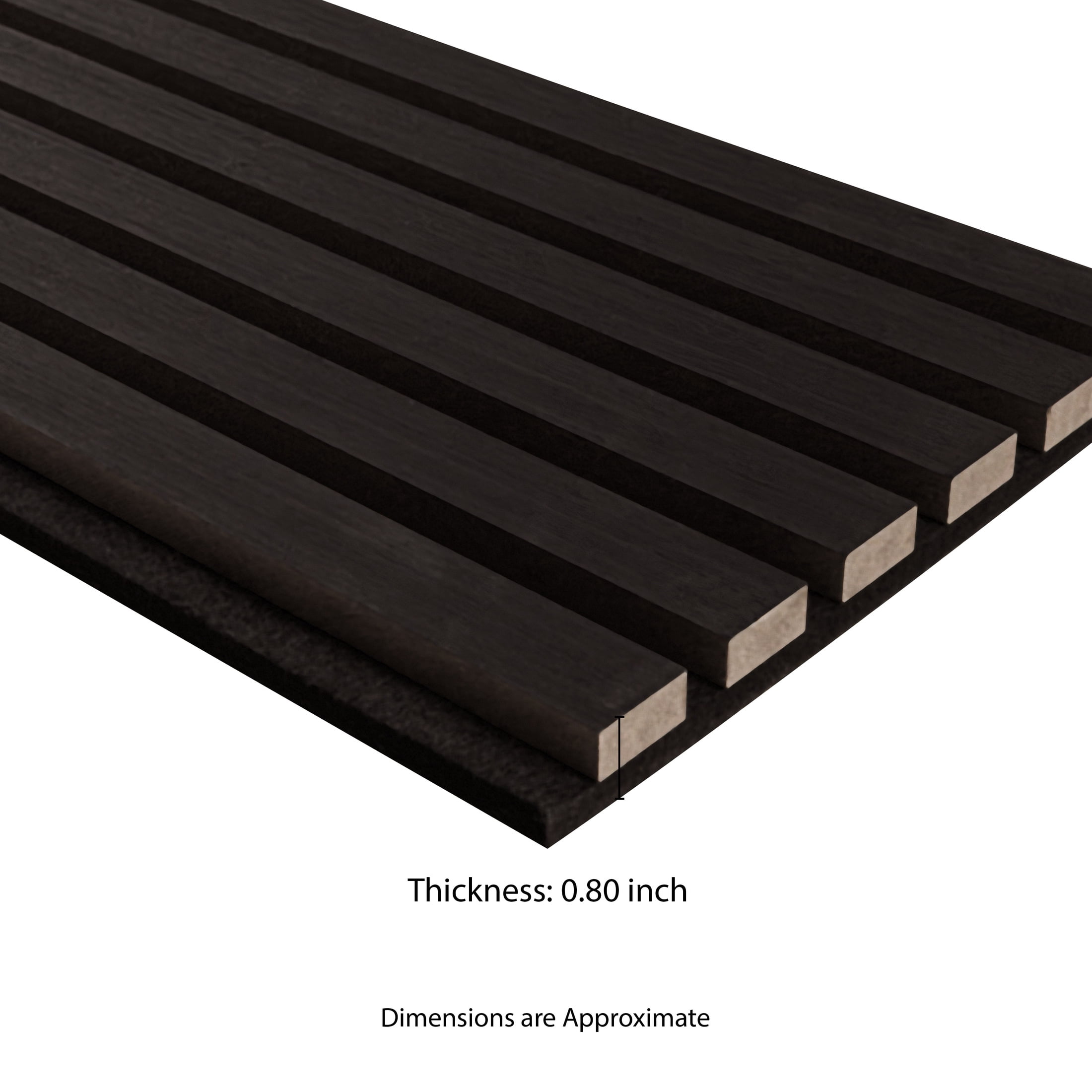 MSI 94.5 in. x 9.5 in. Ebony 3D Fluted Wood Slat Acoustic Sound Absorbing Wall Paneling (Set Of 4)