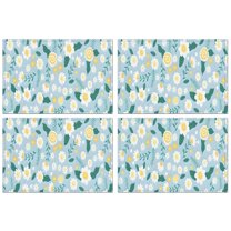 Pioneer Flower Floral Print Pattern Summer Placemats Table Placemats Set Of 4-Linen Kitchen Washable Placemats Table Mats 12x18 Inch Non-Slip Heat Resistant