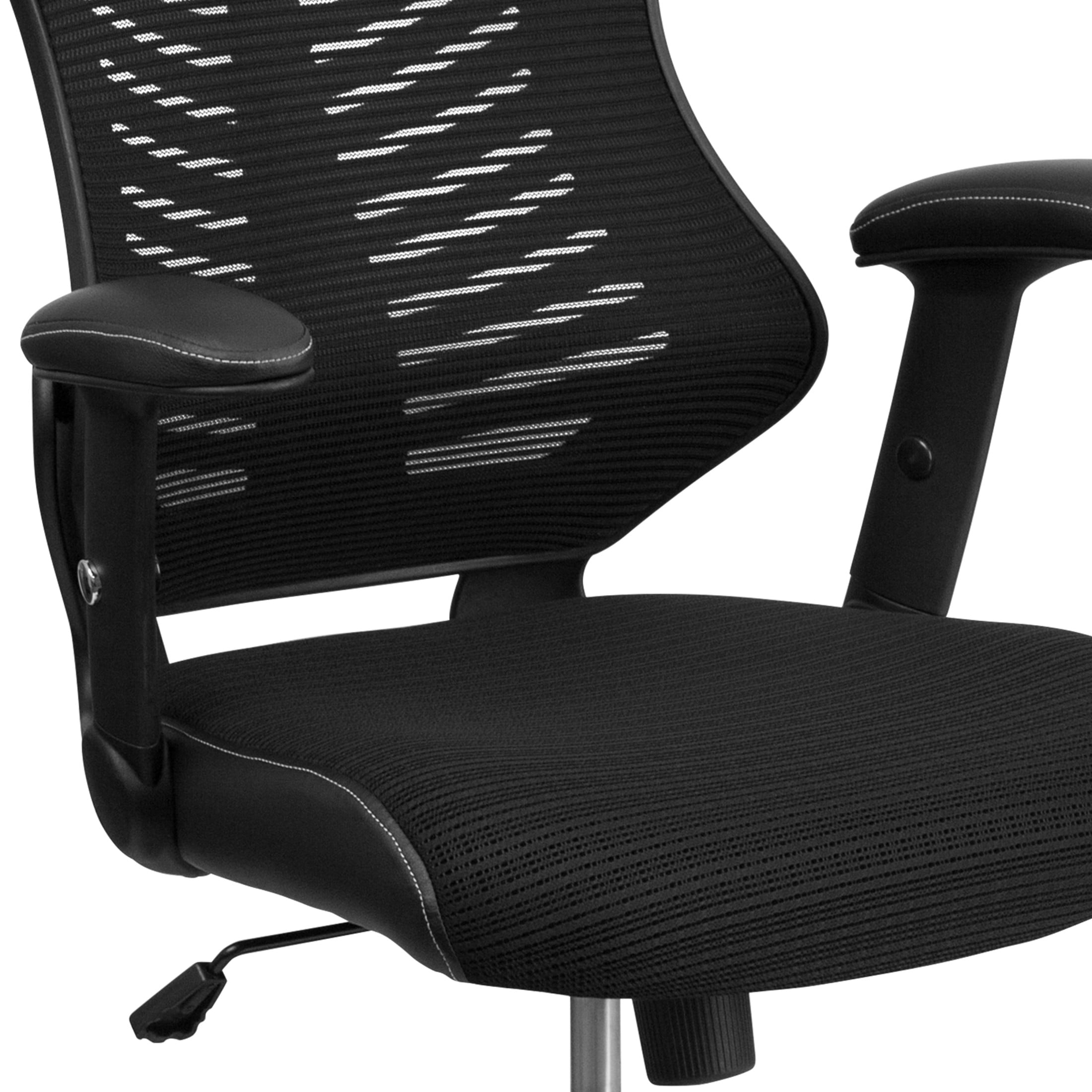 Emma + Oliver High Back Designer Black Mesh Executive Ergonomic Office Chair with Arms