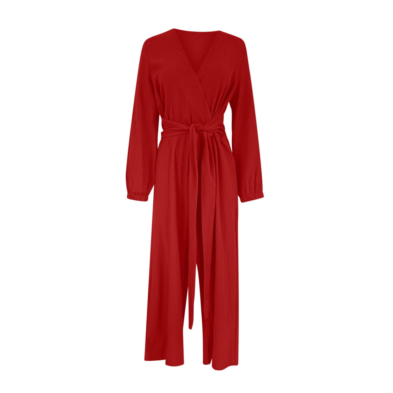 Long Sleeve Jumpsuits for Women Dressy Formal Wrapped Deep V Neck One Piece Romper Wedding Guest Jumpsuit Elegant