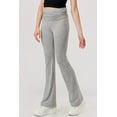 thumbnail image 4 of Soft Fleece Lined Fold Over Ruched Waist Flare Pants - Light Heather Gray, 4 of 9