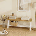 thumbnail image 3 of 43.3" Farmhouse Bench, End of Bed Bench,Solid Wood Entryway Bench, Indoor Bench, Rustic Wood Bench Seat for Indoor,Entryway, Dining Room, Living Room, Hallway, end Bed and Front Door, White, 3 of 7