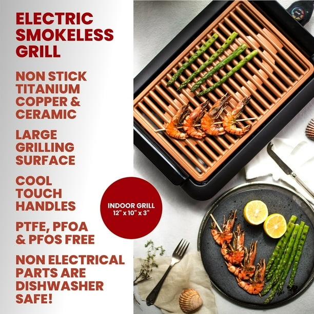 Parrilla para Interiores Electrica sin Humo Ultra Antiadherente Control de Temp Gotham Steel
