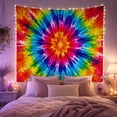 thumbnail image 2 of Rainbow Starburst Tie-Dye Against Radiant Colors Energetic Psychedelic for Art Lovers Psychedelic Home Decor Housewarming Gift Tapestry Wall Hanging for Living Room and Bedroom, 2 of 7