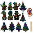 thumbnail image 1 of 6 muñecos de nieve 6 árboles de Navidad papel raspado DIY marcapáginas decoración creativa niños Pascua Halloween raspado pintura, 1 of 6