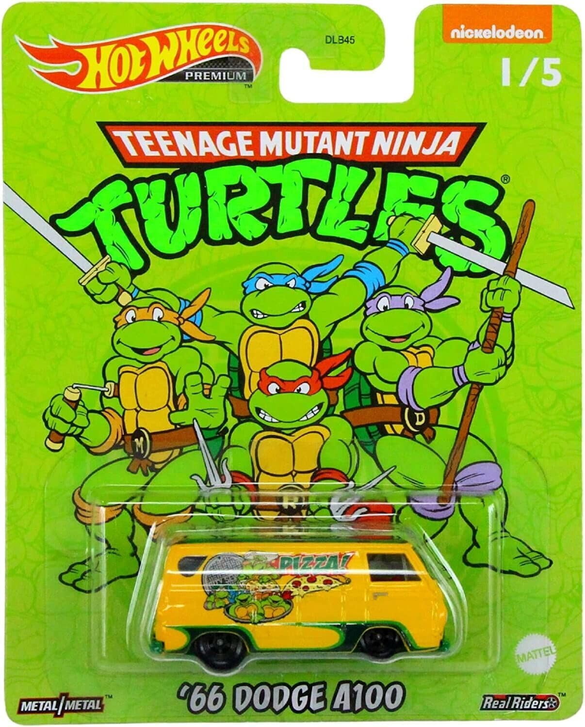 Hot Wheels 2022 Premium Pop Culture TMNT Teenage Mutant Turtles DLB45-946N Release Complete Set of 5 Diecast Vehicles Bundle