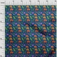 thumbnail image 2 of oneOone Polyester Lycra Blue Fabric Palm Tree|Elephant & Dinosaur Sewing Material Print Fabric By The Yard 56 Inch Wide, 2 of 4