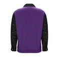 thumbnail image 4 of ClodeEU Womens Color Blocked Faux Sequins Long Sleeve Lapel Button Loose Sweatshirts Purple,Womens Plus L, 4 of 6