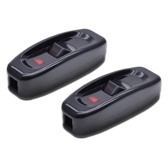 Cateissary 2 piezas/juego de interruptores basculantes de 250 V y 10 A para lámpara de escritorio, interruptor de luz en línea Electrodomésticos negro