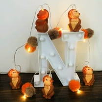 Cute Monkey String Lights, 1.65M 10LEDs Battery Operated Fairy Lights with Pom Poms for Bedroom, Nursery, Party, Jungle Safari Decoration